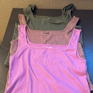 Old Navy Women's Cropped Tank Tops - Soft Pink, Light brown and Olive